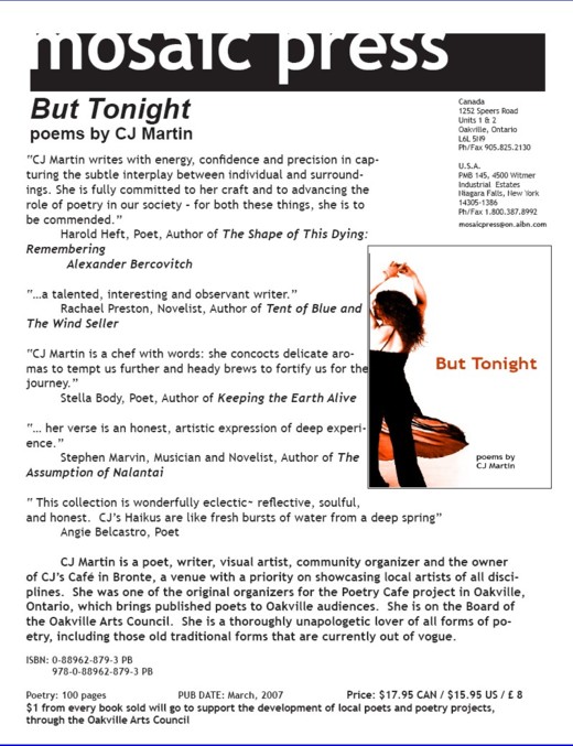 Mosaic Press - But Tonight by CJ Martin - Book Release